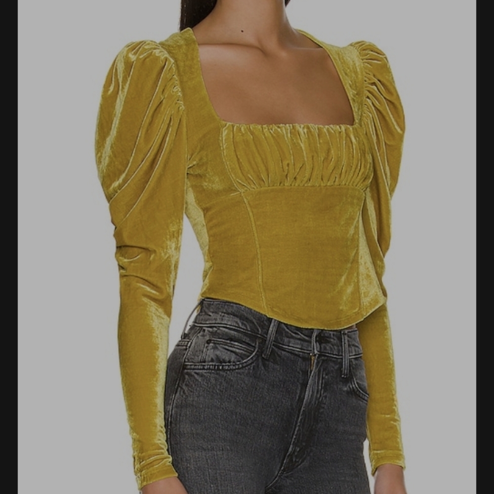 Velour - Hold Me Top in Glistening Gold by Free People - size Medium
